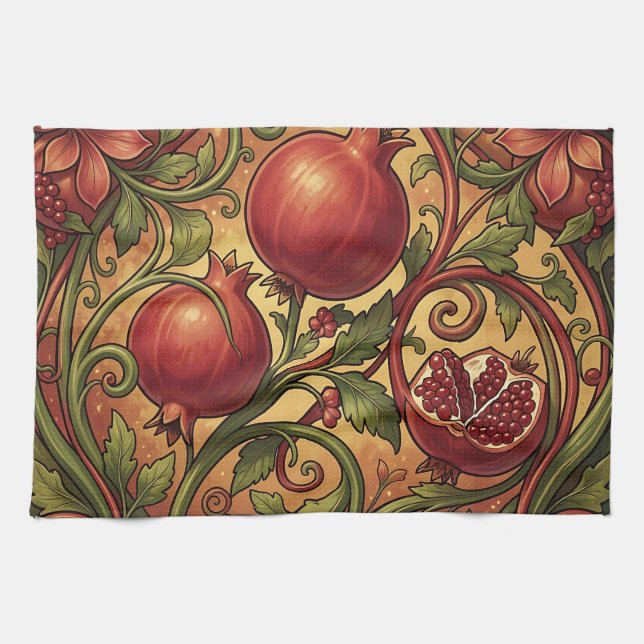Jugendstil Mönster med Pomegranat Ornament Kökshandduk (Horisontell)