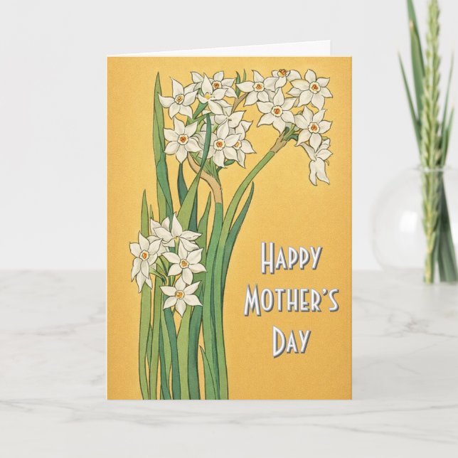 Jugendstil Narcissusblommor Kort (Framsida)