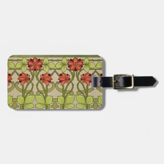 Jugendstil Sagegrönt Blommigt Mönster Bagagebricka (Horisontell Framsida)