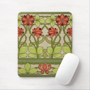 Jugendstil Sagegrönt Blommigt Mönster Musmatta