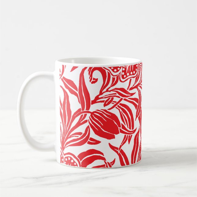 Jugendstil Vintage Botaniskt Blommönster Kaffemugg (Vänster)