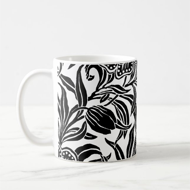 Jugendstil Vintage Botaniskt Blommönster  Kaffemugg (Vänster)