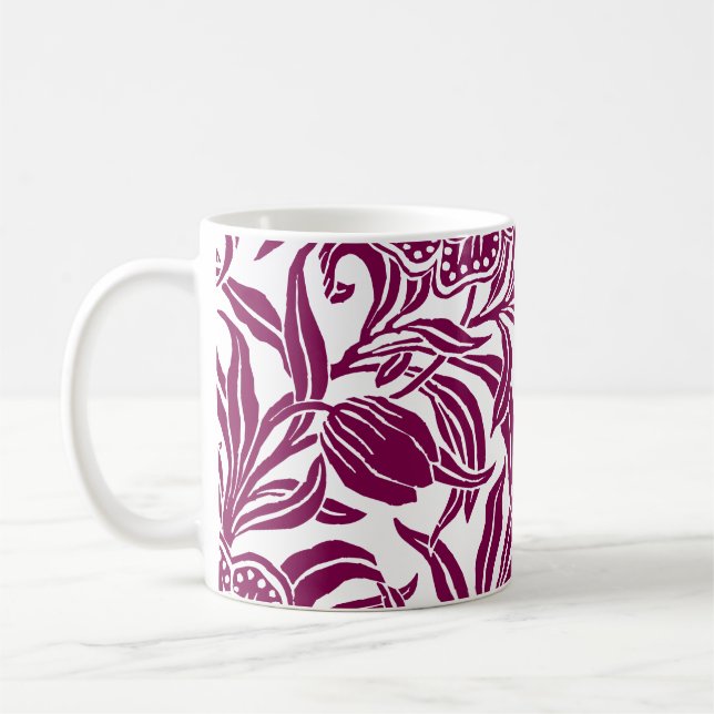 Jugendstil Vintage Botaniskt Blommönster Kaffemugg (Vänster)