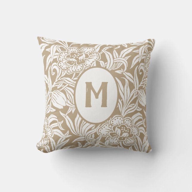 Jugendstil Vintage Botaniskt Blommönster Kudde (Framsida)