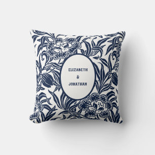 Jugendstil Vintage Botaniskt Blommönster Kudde