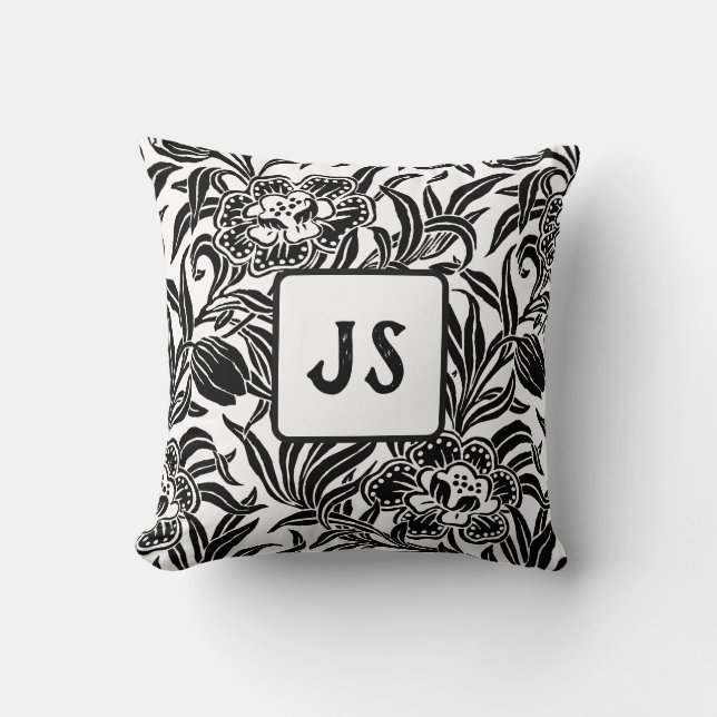 Jugendstil Vintage Botaniskt Blommönster Kudde (Framsida)