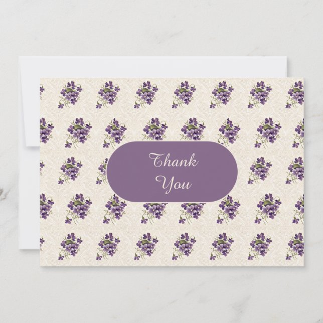 Jugendstil Violet Blommönster Tack Kort (Framsida)