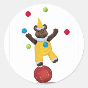Juggle Nalle Stickers Runt Klistermärke