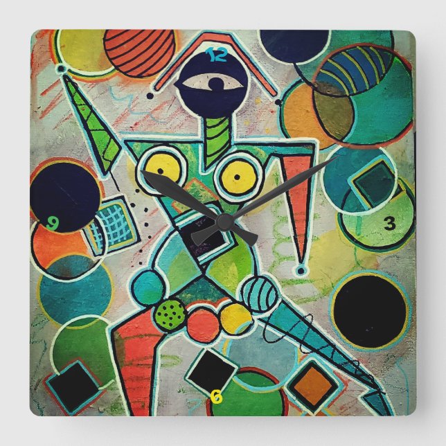 "Juggler" Wall Clock Fyrkantig Klocka (Framsida)