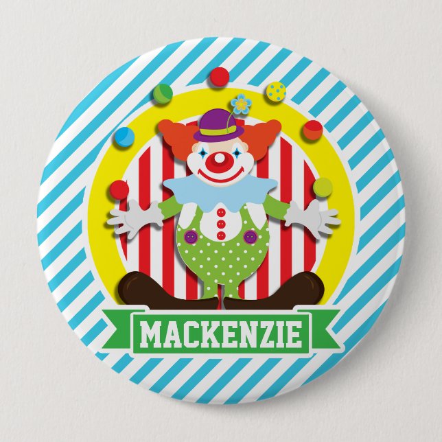 Juggling Big Top Circus Clown; Blue Rand Knapp (Framsida)