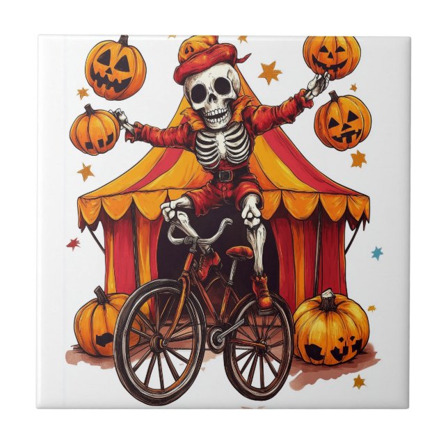 Juggling Bones � Roligt Cirkus-Skelett Kakelplatta (Framsidan)