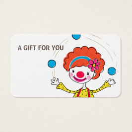 Juggling Clown Gift Card, certifikat, D11-052115 Visitkort
