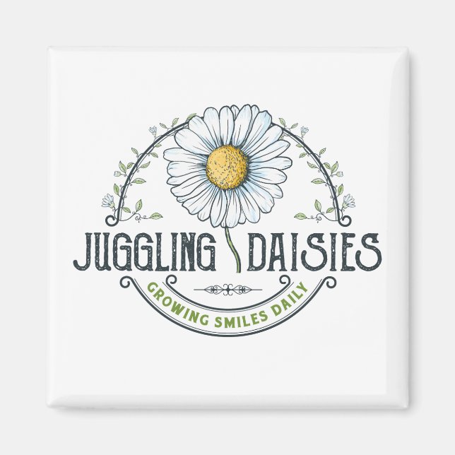 Juggling Daisy Logotyp Magnet (Framsidan)