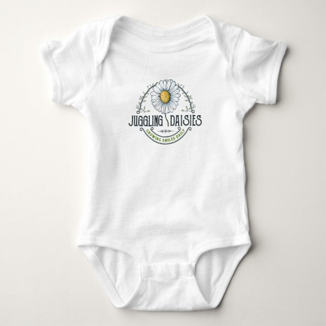 Juggling Daisy Logotyp V nacke T-Shirt (Framsida)