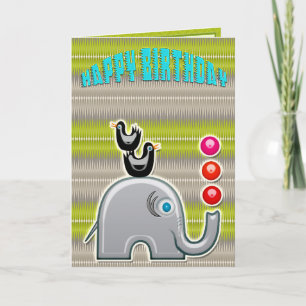 Juggling Elephant (pojkens födelsedagskort) Kort