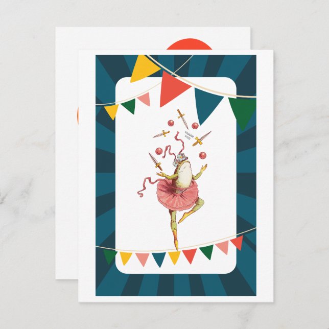 Juggling groda anteckningskort (Fram/baksida)