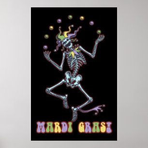 Juggling Jester Skeleton Poster