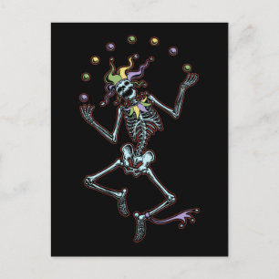 Juggling Jester Skeleton Vykort