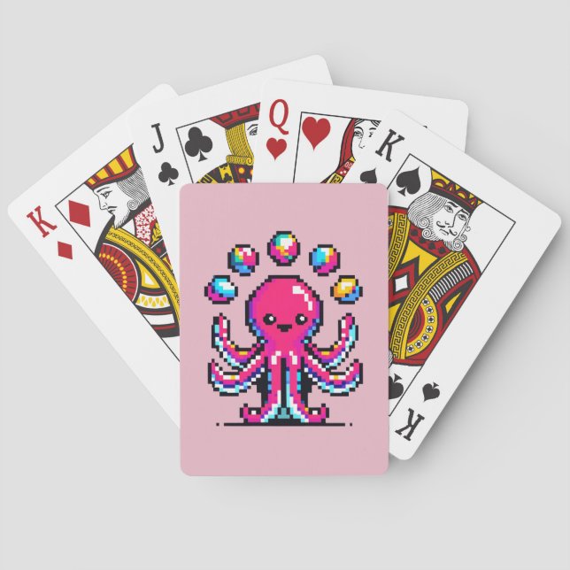 Juggling Octopus - Ljuny Pixel Art Circus Design Casinokort (Baksidan)