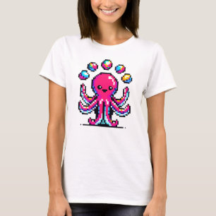 Juggling Octopus - Ljuny Pixel Art Circus Design T Shirt