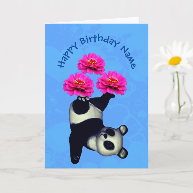 Juggling Panda Bear Personlig Birday Card Kort (Liten växt)