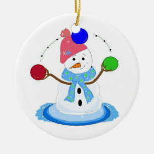 Juggling Snögubbe Julgransprydnad Keramik
