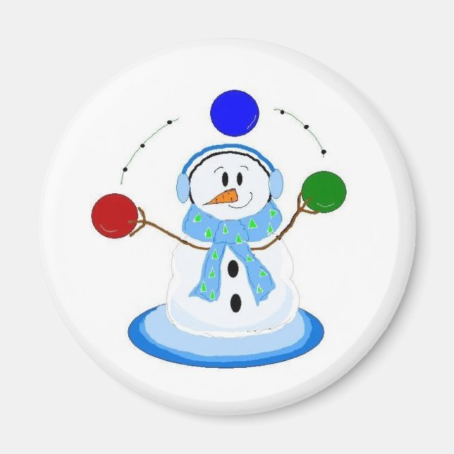 Juggling Snögubbe Magnet (Framsidan)