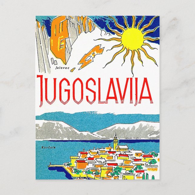 Jugoslavien, Adriatiska havet, vykort vintage reso (Framsida)