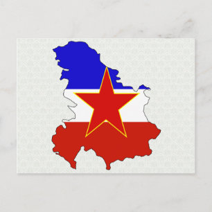 Jugoslavien Flagga Karta fullt storlek Vykort
