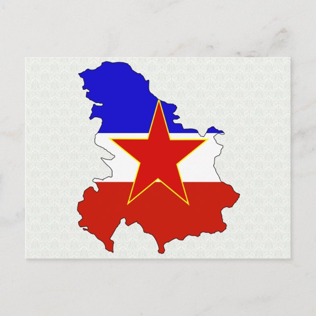 Jugoslavien Flagga Karta fullt storlek Vykort (Framsida)