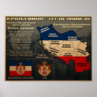 Jugoslavien Flagga Karta Poster