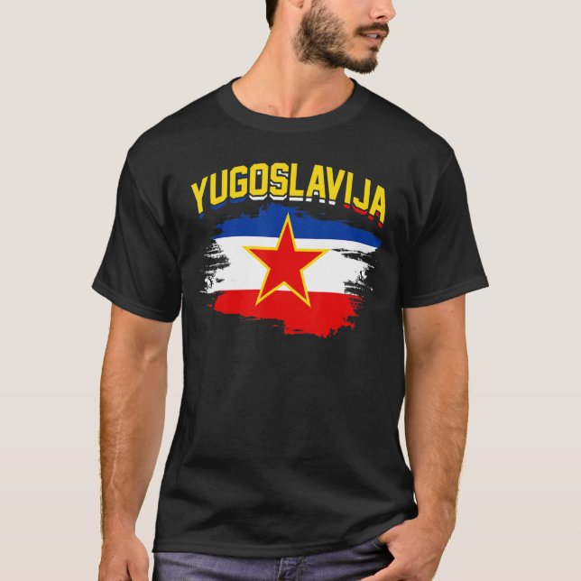 Jugoslavien Flagga SFRJ Tito Jugo Serbien Kroatien T Shirt (Framsida)