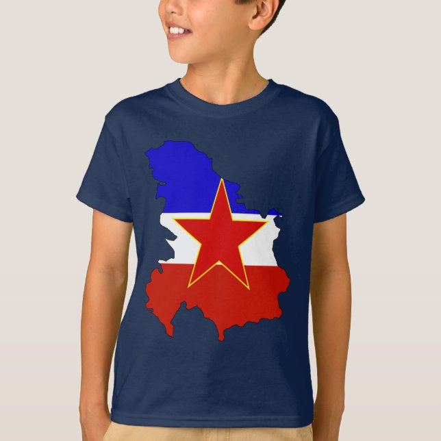 Jugoslavien flaggakarta tee shirt (Framsida)