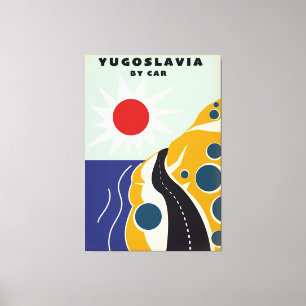 Jugoslavien med bil vintage resor poster canvastryck