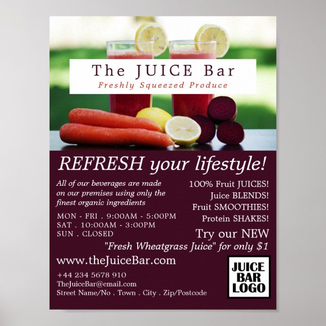 Juice Blend, Juice Pub Advertising Poster (Framsidan)
