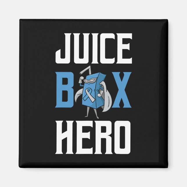 Juice Box Hero Diabetes Blue Ribbon Endocrinologis Magnet (Framsidan)