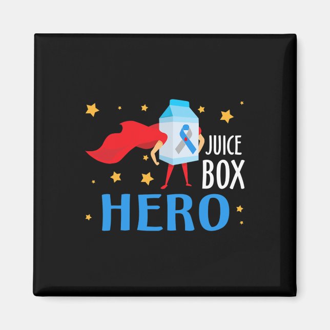 Juice box Hero typ 1 T1D Diabetes Awaren Magnet (Framsidan)