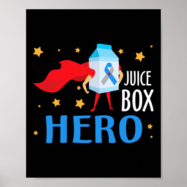 Juice box Hero typ 1 T1d Diabetes Awaren Poster (Framsidan)