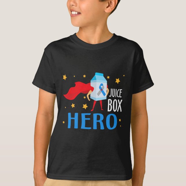 Juice box Hero typ 1 T1d Diabetes Awaren T Shirt (Framsida)