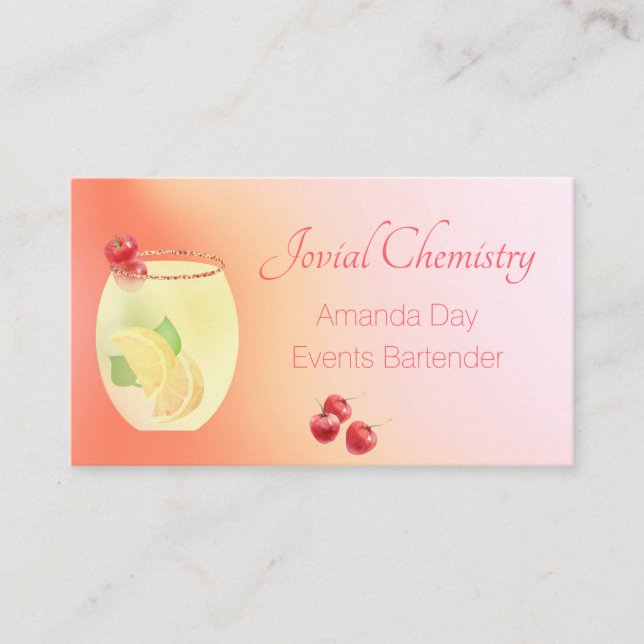 Juice Cocktail with Fruit Bartender Business Card Visitkort (Framsida)