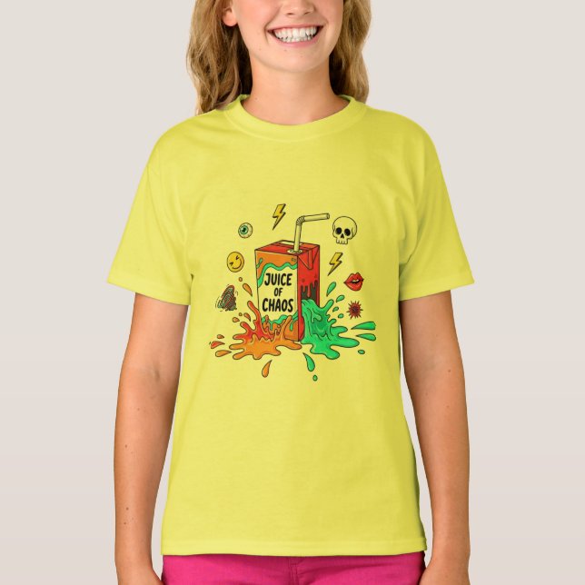 Juice of Chaos – Funny Pop Art Tee (Framsida)
