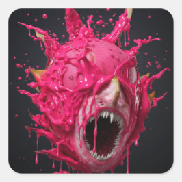 Juicified Dragon Fruit Dam Fyrkantigt Klistermärke