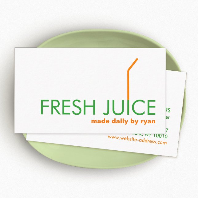 Juicing Juice Pub Company Orange Straw Logotyp Visitkort (Skapare uppladdad)