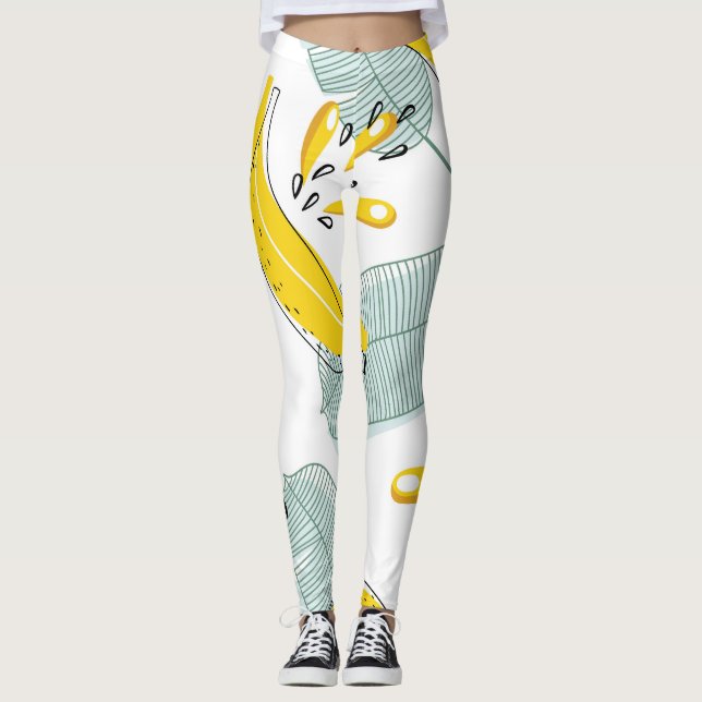Juicy Bananas Bright Vintage Mönster Leggings (Framsida)