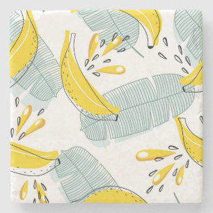 Juicy Bananas Bright Vintage Mönster Stenunderlägg