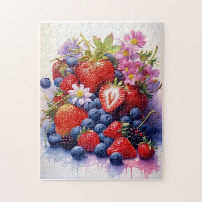 Juicy Berries Watercolor Pussel (Vertikal)