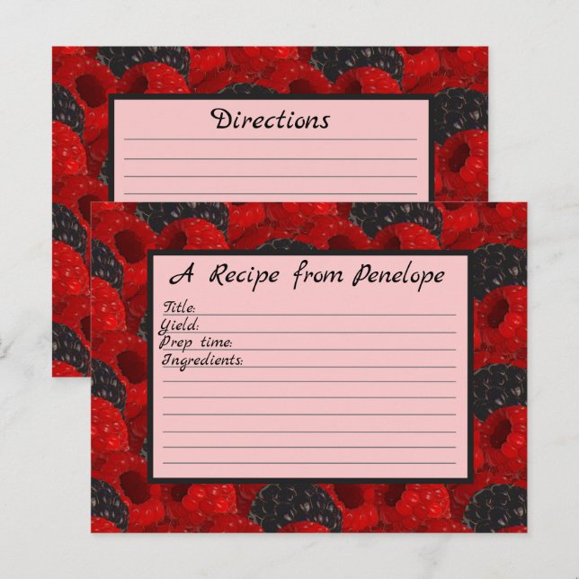 Juicy Berry Mönster och Namn Skriva om receptkort Vykort (Fram/baksida)