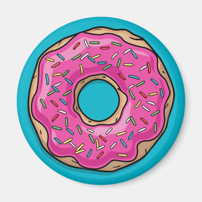Juicy Delicious Rosa Sprinkled Donut Magnet (Framsidan)