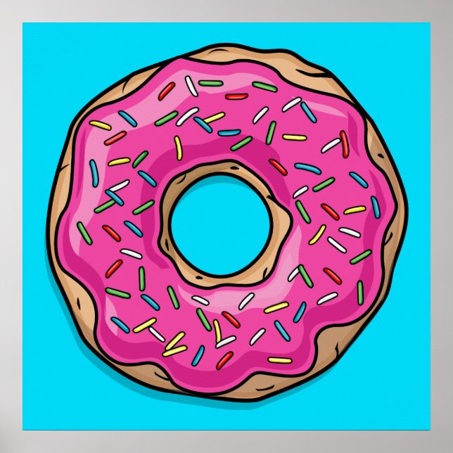 Juicy Delicious Rosa Sprinkled Donut Poster (Framsidan)