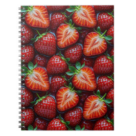 Juicy Fresh Red Strawberries Summer Fruit Pattern Anteckningsbok